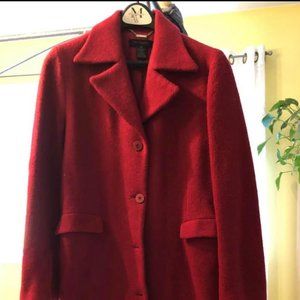 Classic Wool and Mohair Red burgundy Long Peacoat Below the Knees Size M